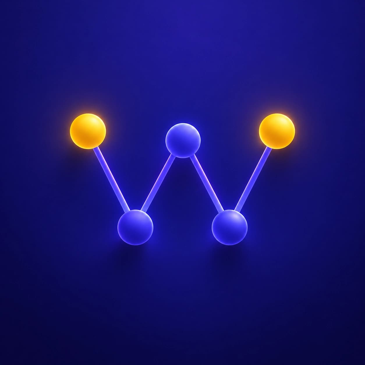 The Wiser AI mark: a node graph forming a W, with two amber endpoints.